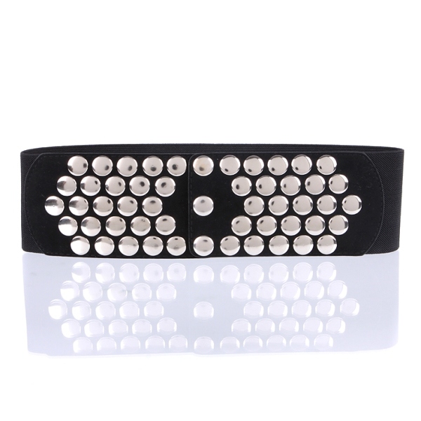 Fashion Design Rivet PU Leather Elastic Women′s Belt (RS12002)