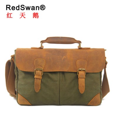 Washed Canvas Fabric Genuine Leather Business Man Briefcase (RS-2000)