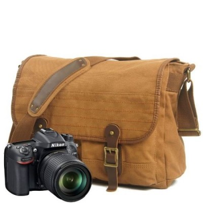 Messenger Bag Leather Canvas Shoulder Digital Camera Bag (RS-2138K)