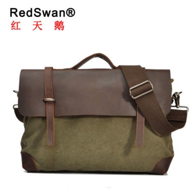 Redswan Leather Cover Cross Canvas Messenger Briefcase (RS-2167)