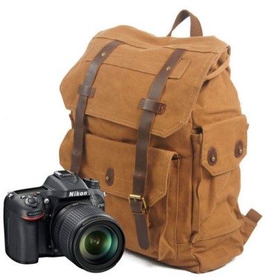 Beige Color Washed Canvas Professional Anti-Shock DSL/Digital Camera Bag