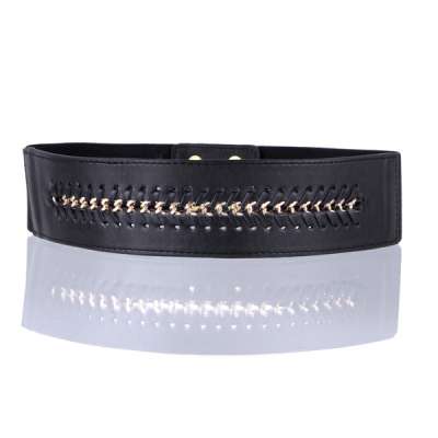 Black Color PU Leather Metal Chain Elastic Ladies Belts (RS12005)