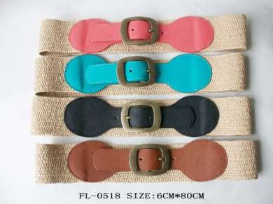 Women Fashion Straw PU Belt