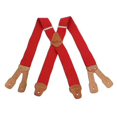 Heavy Elastic Webbing Fashion Genuine Leather Buttone Hole Suspenders (RS-137175)