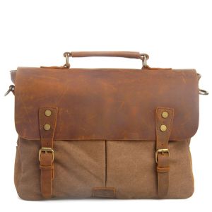 Cowhide Leather and Canvas Messenger Handbag Shoulder Bag (RS-6807F)