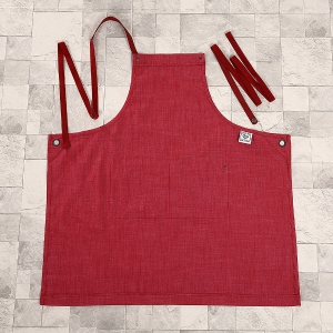 Red Washed Denim Fashion Ladies Workwear Full Bib Apron (RS-170301C)